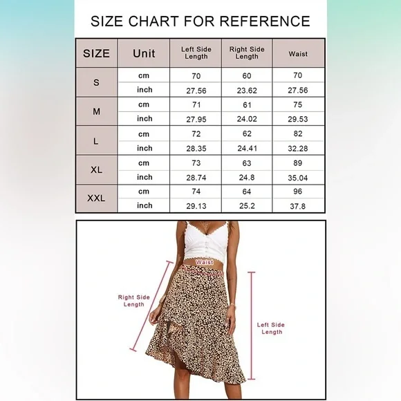 PRETTYGARDEN Women's Chiffon Leopard High Waist Ruffle Asymmetrical Midi Skirt - Picture 3 of 3